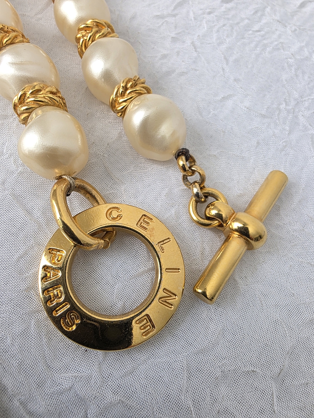 Auth Celine Paris Pearl Beaded Toggle Necklace - Picture 8 of 10